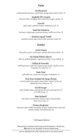 Olives Dinner Menu