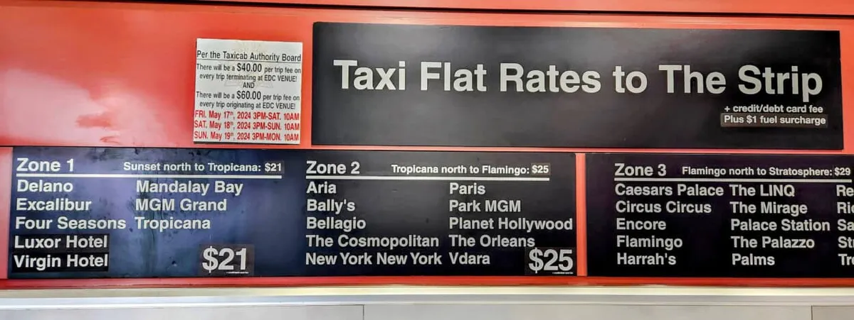 Taxi rates 2024 from airport 1
