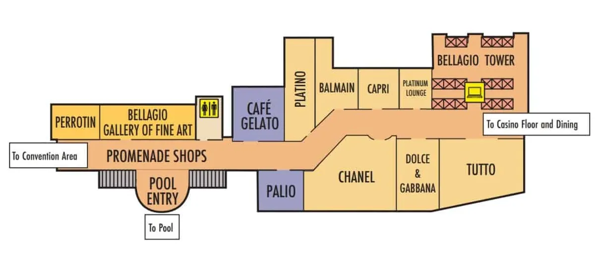 Bellagio Tower and Promenade Shops Map