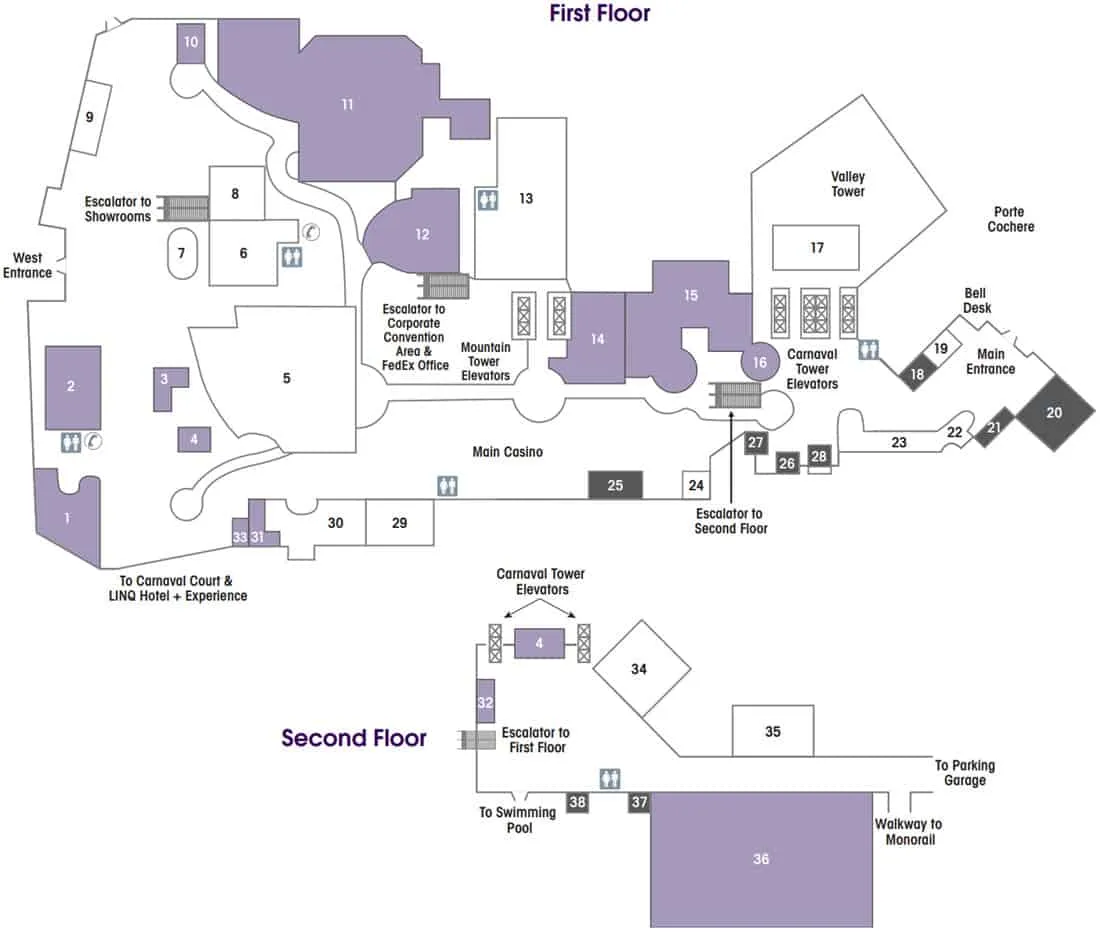 Harrahs Hotel Map