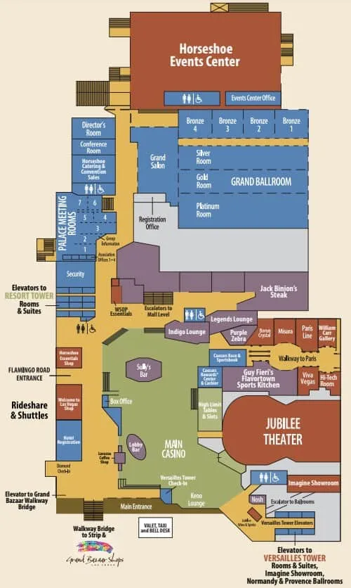 Horsehoe Las Vegas map casino level