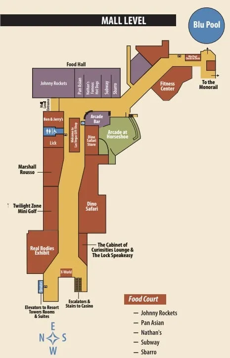 Horsehoe Las Vegas map mall level