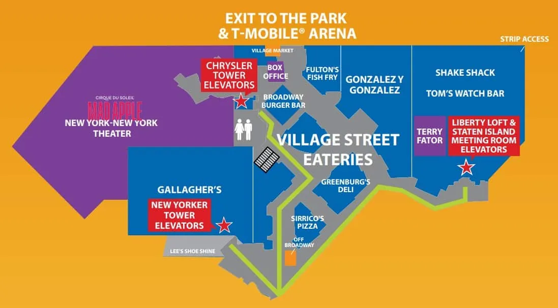 New York New York property map theater and village eateries