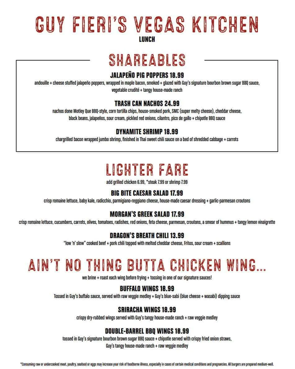 Guy Fieri Food Menu 1