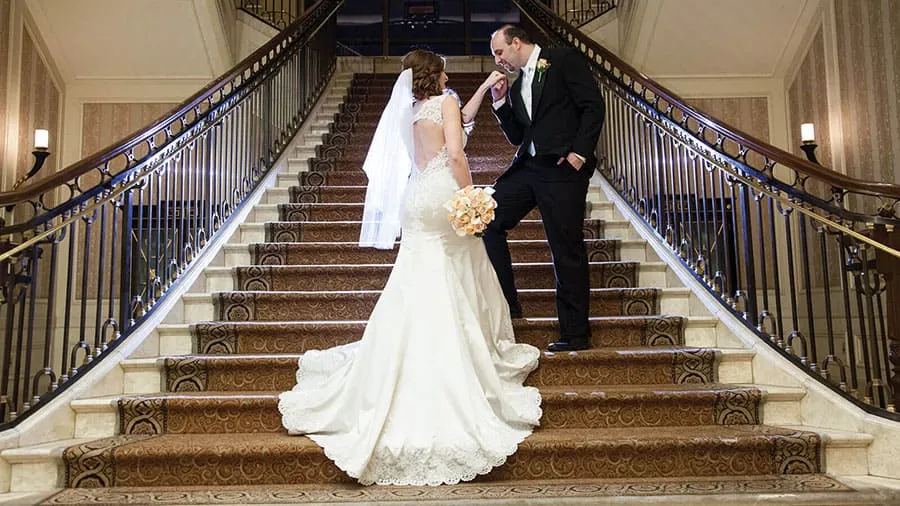 Bride and groom at Caesars Palace
