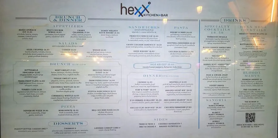 hexx las vegas menu 900