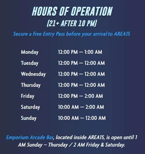 Area 15 Hours