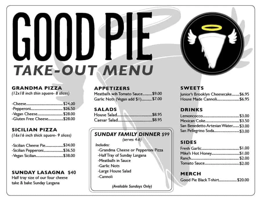Good Pie Las Vegas Menu