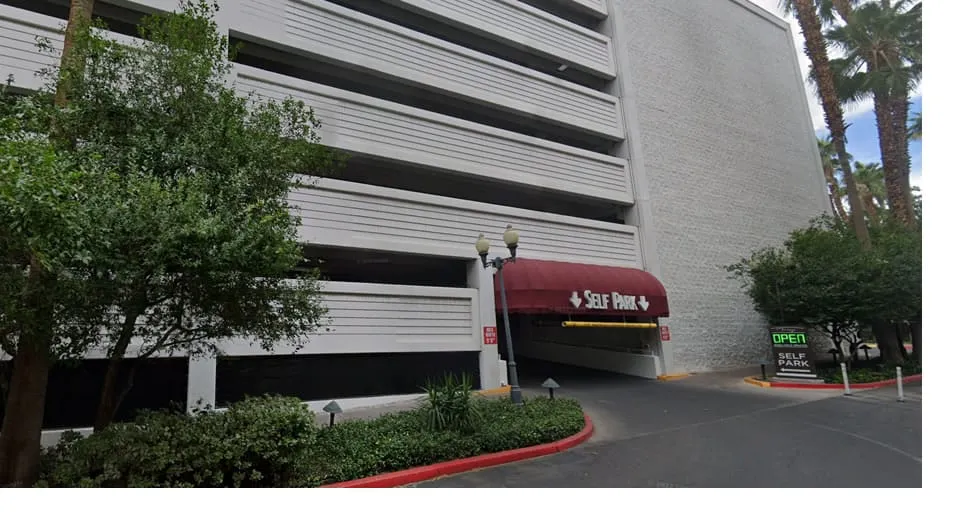 self parking garage entrance to Mirage