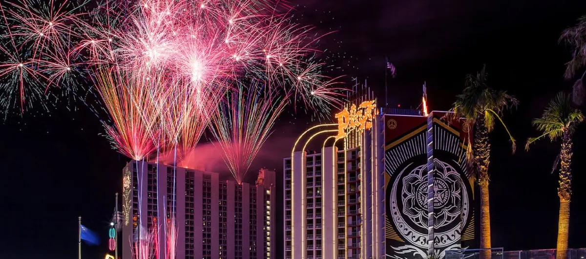 Plaza Hotel Las Vegas Fireworks for New Years Eve