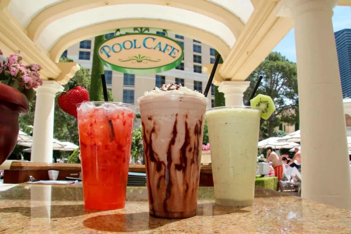 Drinks at pool cafe