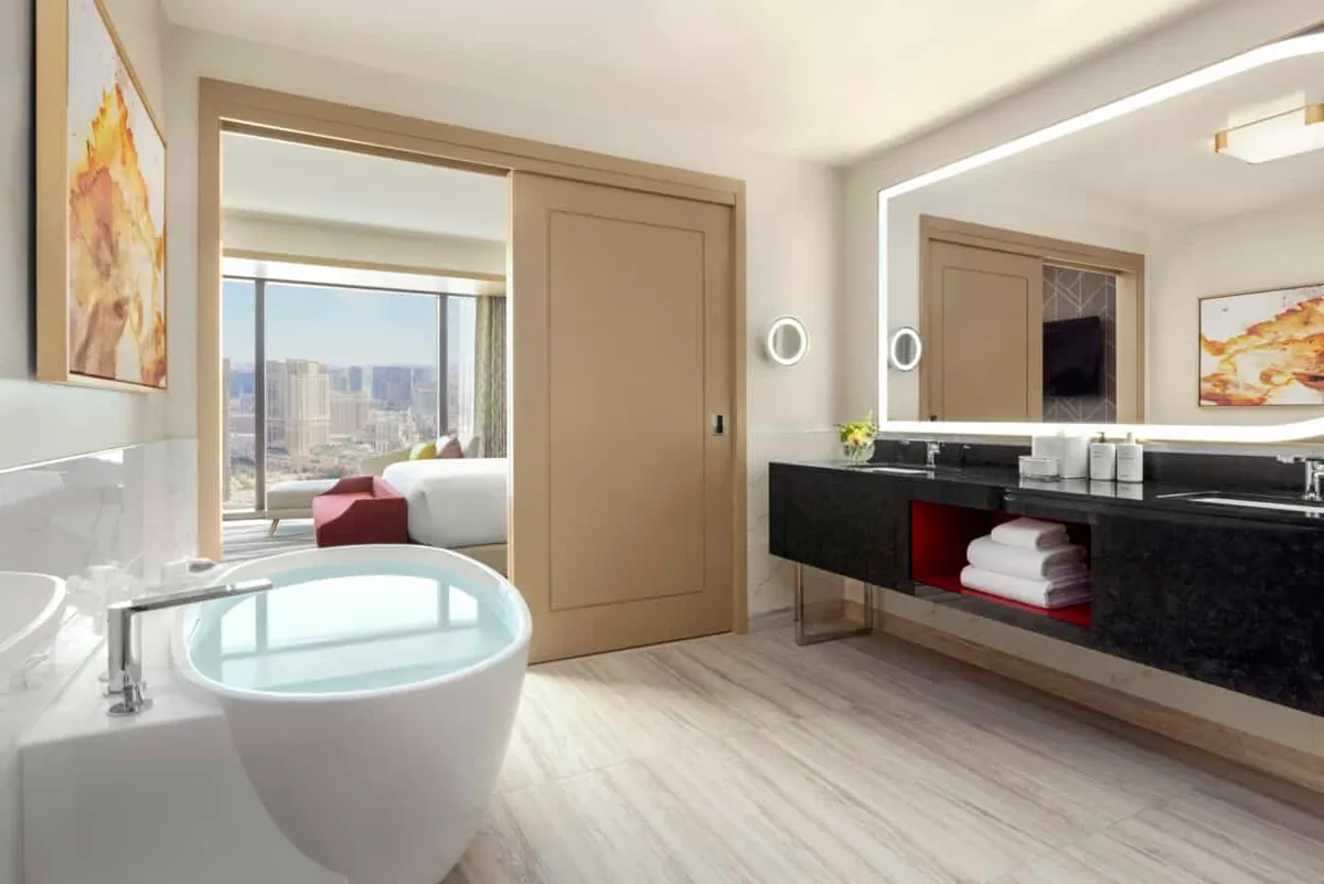 Conrad Las Vegas City View Premium Room Bathroom At Resorts World