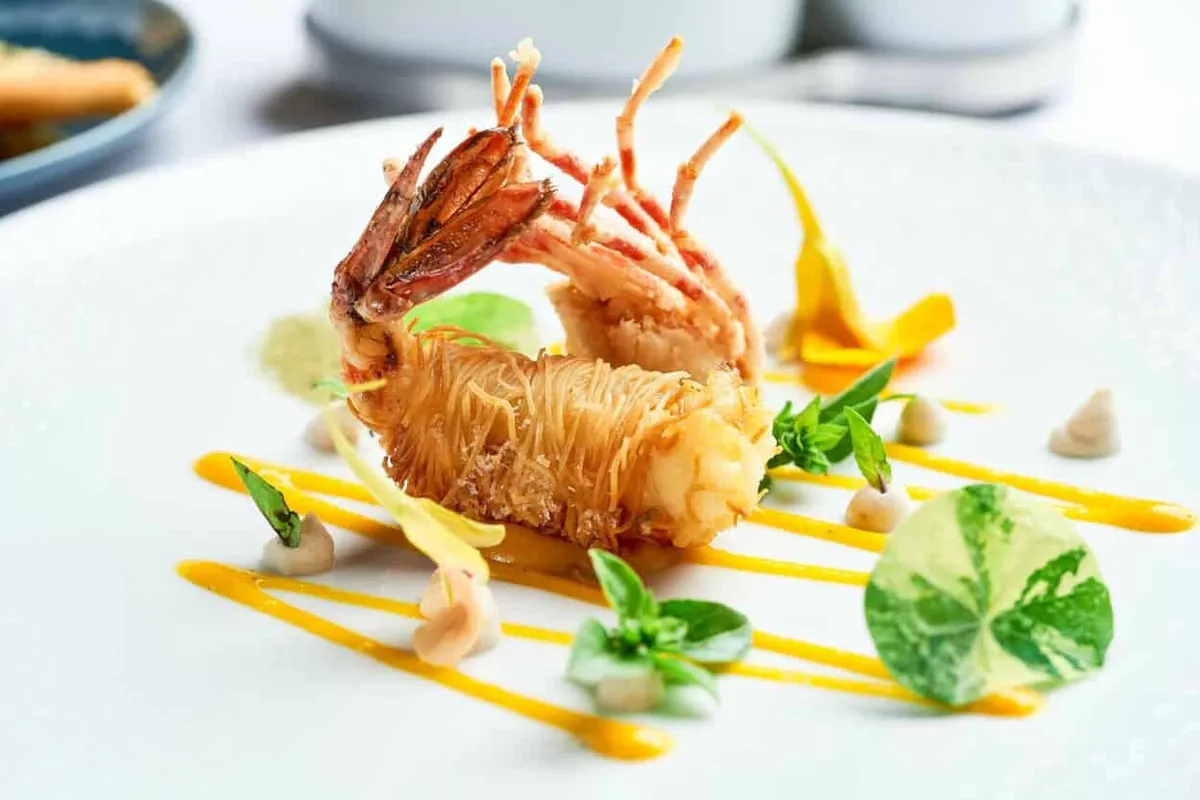 Crispy Spot Prawns with young coconut