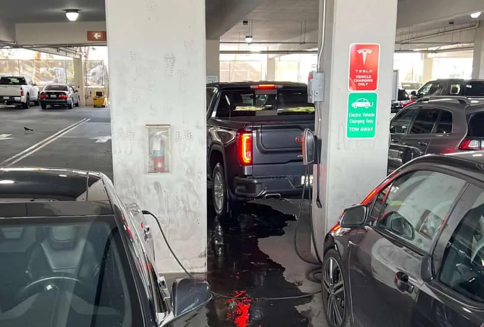 Tesla EV charging at Cromwell parking garage