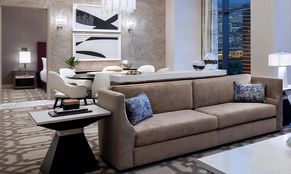 Strip View One-bedroom Entertainment Suite Living Room