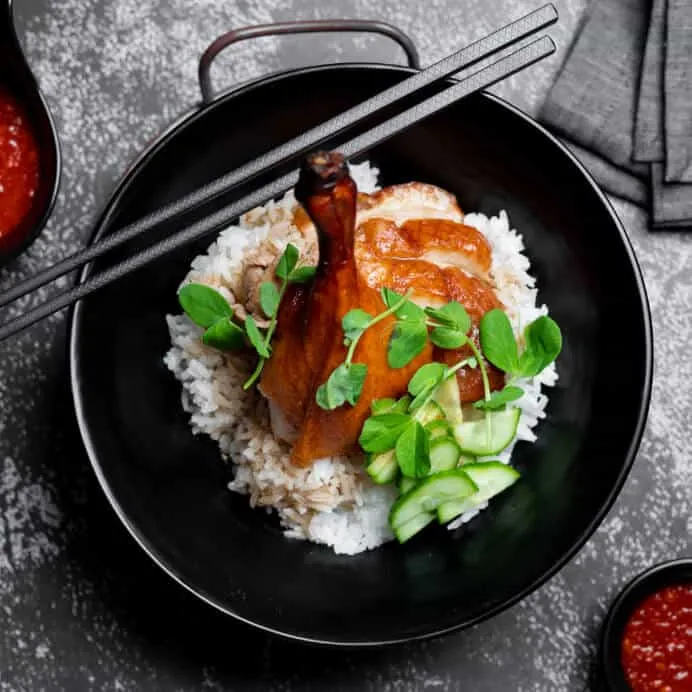 Roast peking duck steamed rice bowl