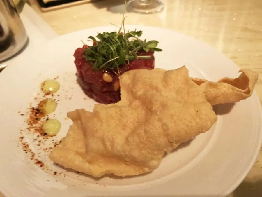 Tuna tartare appetizer.