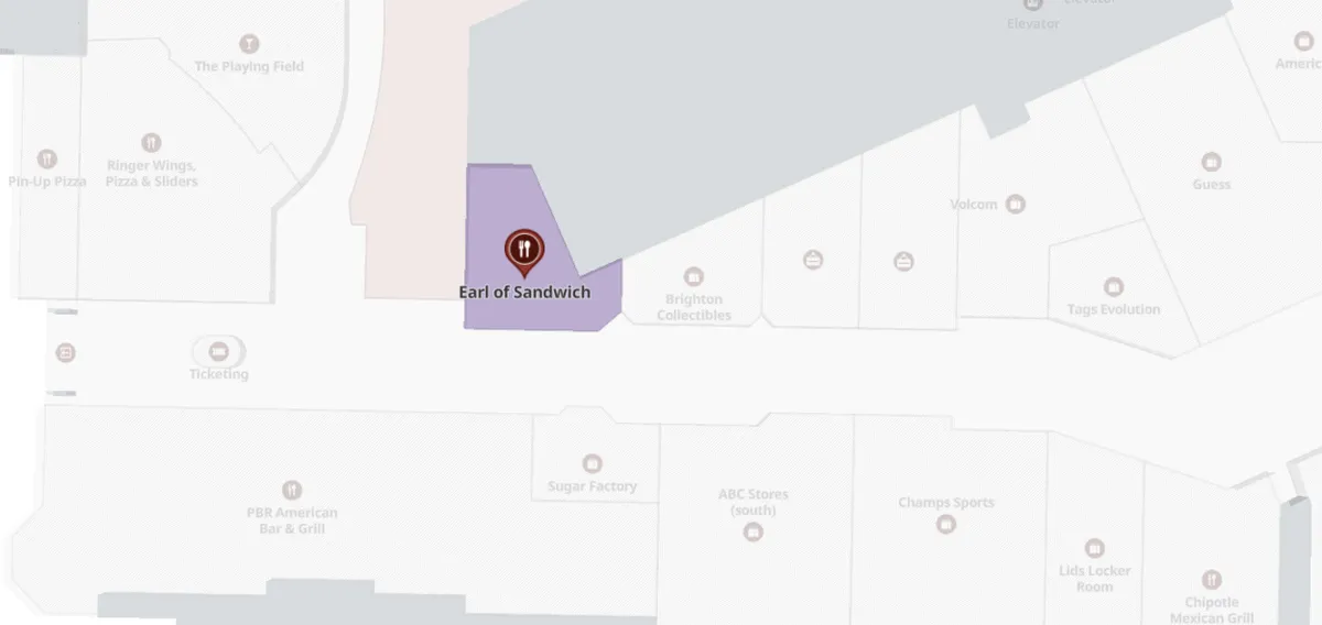 Earl of Sandwich Planet Hollywood Property Map