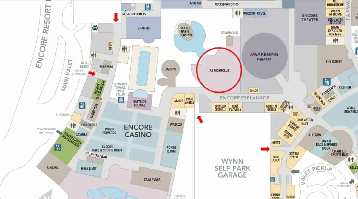 XS Nightclub Property Map
