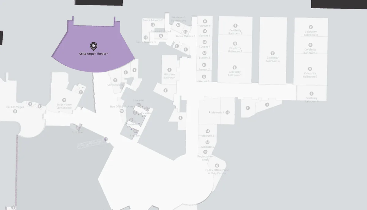 Criss Angel Planet Hollywood Property Map