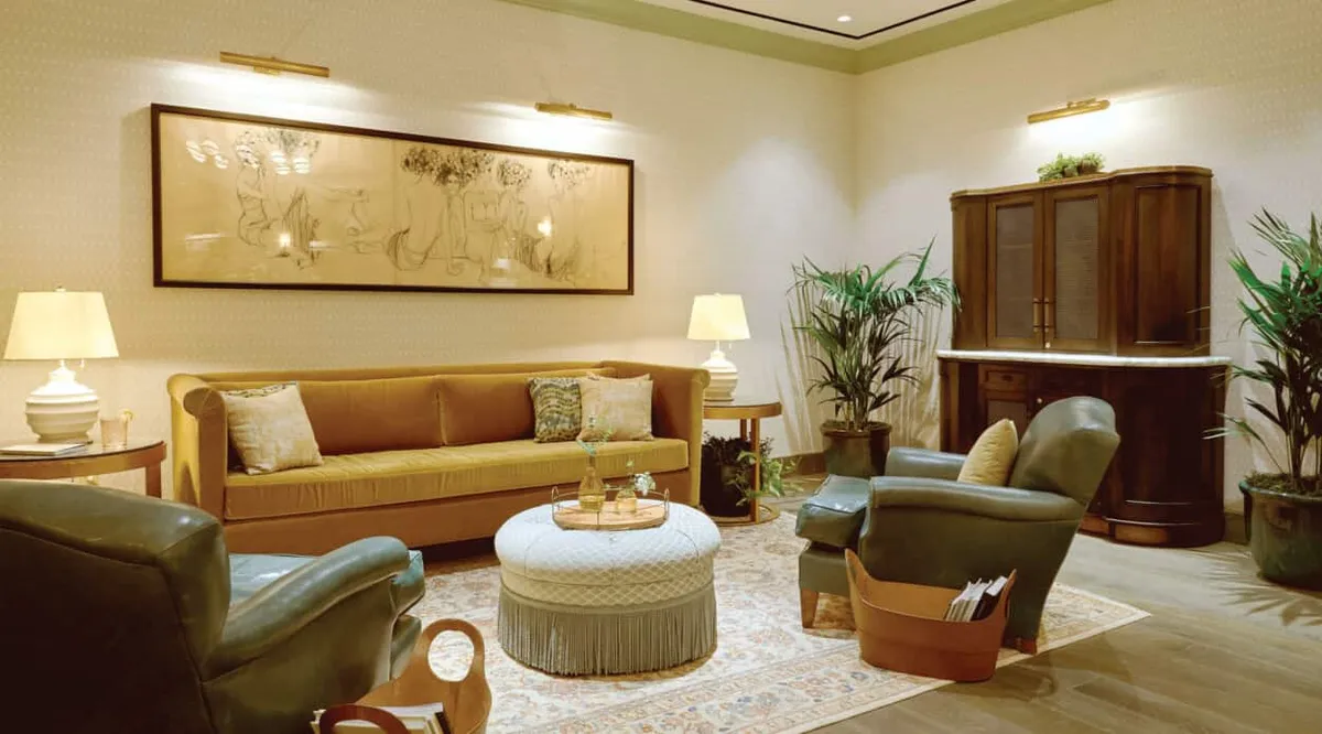 Sitting area with couch at the Park MGM's Spa