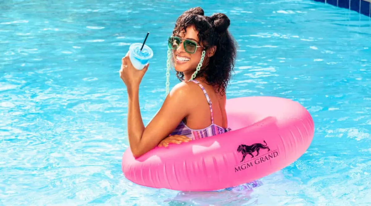Girl with Pink Pool Float