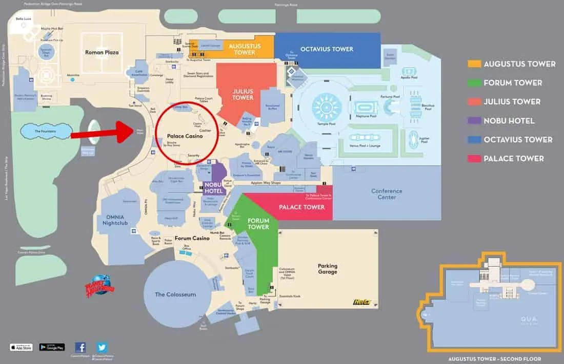 Caesars Palace Casino Property Map