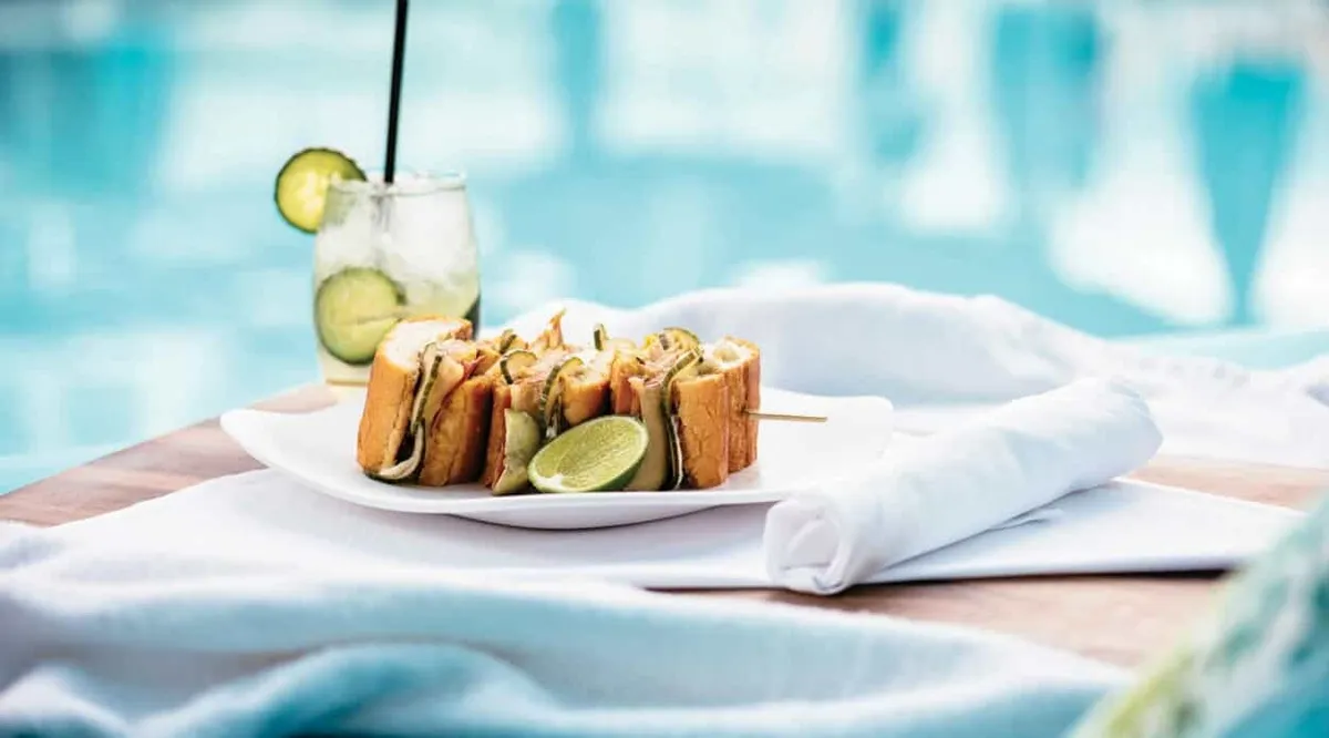 Sandwich with Cucumber Cooler Cocktail