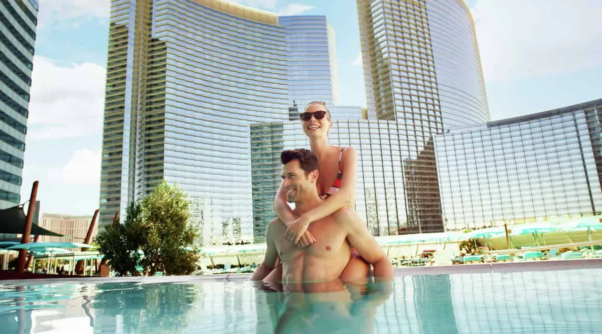 Pool at Vdara Lifestyle Couple Hero