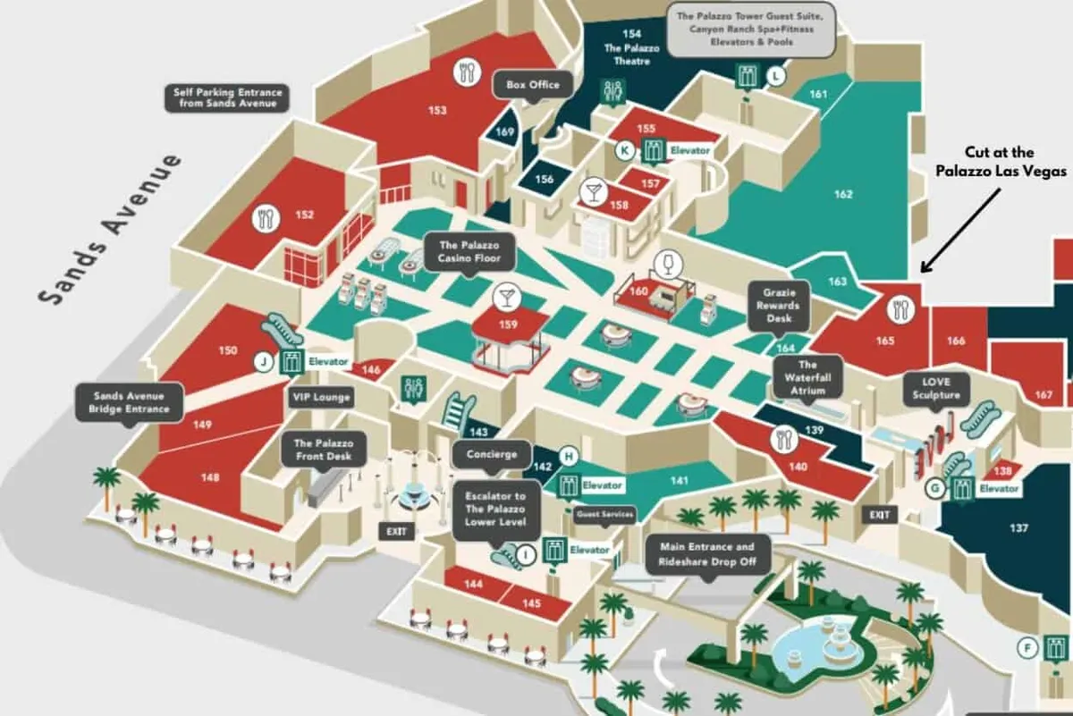 Cut at the Palazzo Las Vegas Property Map