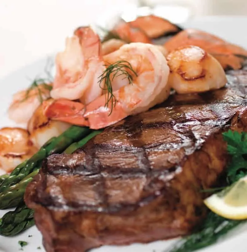sirloin steak and shrimp scampi