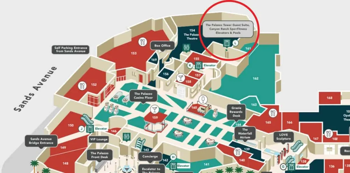 Palazzo Las Vegas Spa Property Map