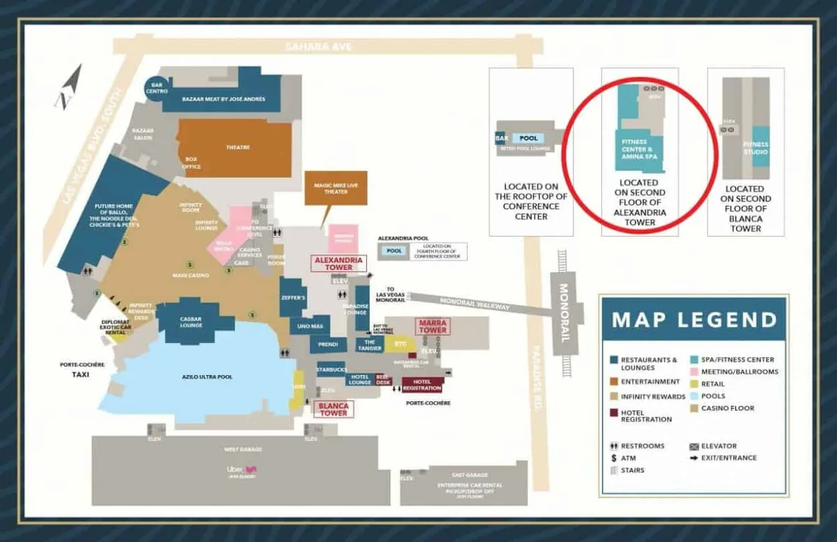 Sahara Las Vegas Spa Property Map