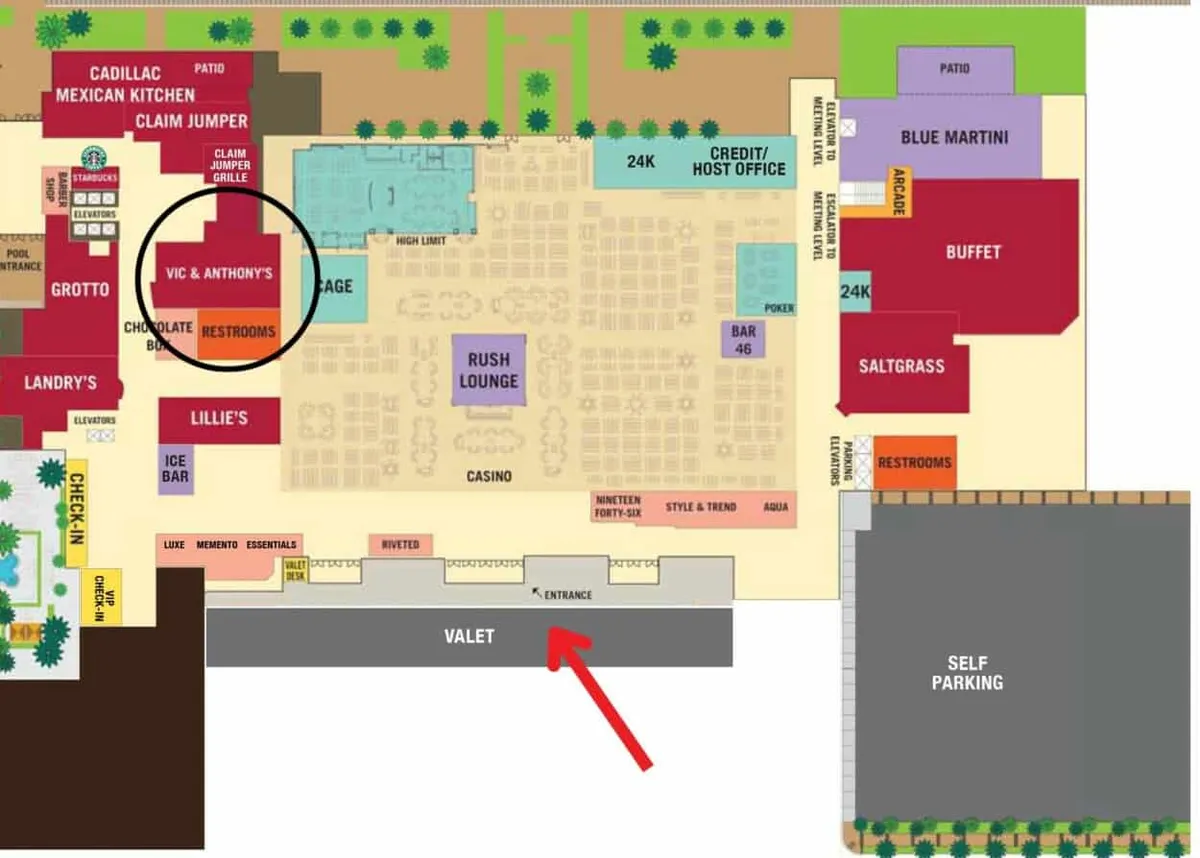 Vic and Anthony's Steakhouse Property Map