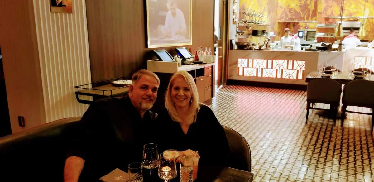Bob and Jenn for a Birthday dinner at Hell's Kitchen