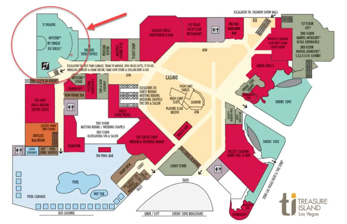 Mystere Theater at TI property map